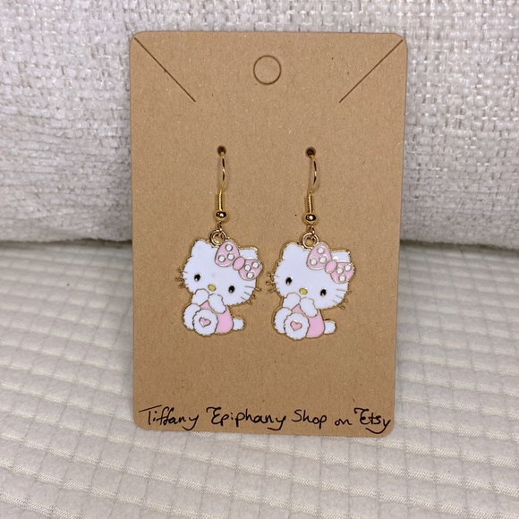 Hello Kitty Inspired Pink Hello Kitty Earrings NWT - Picture 1 of 3